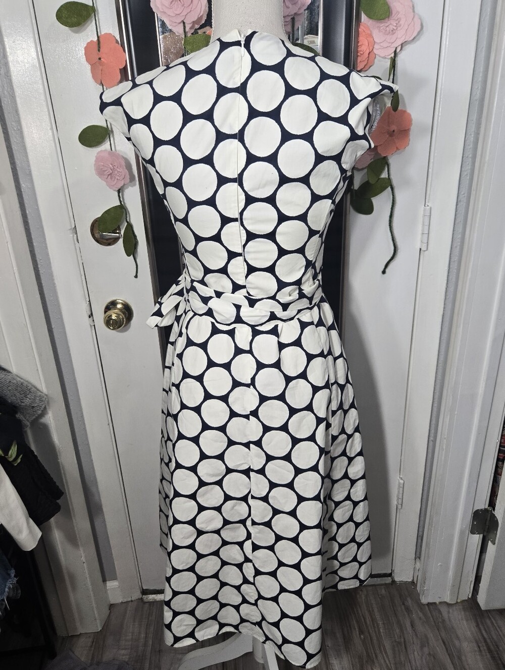 Boden Tori Cotton Midi Dress White/Navy Sz 2 Petite - Picture 8 of 12